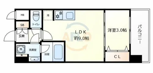 スプランディッド弁天町WEST【4階】の間取り