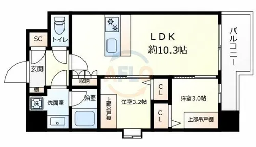 スプランディッド弁天町WEST【7階】の間取り