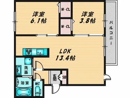 カーサリバティバランス セカンド【1階】の間取り