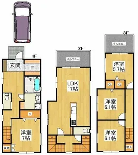 大阪府富田林市若松町西2丁目【一戸建】の間取り