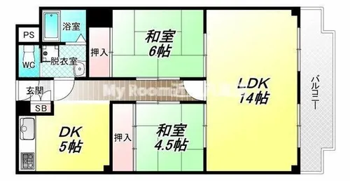 メガロコープ平野2号棟【4階】の間取り