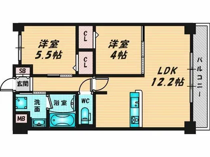 ヴィルヌーブS・K・H【5階】の間取り