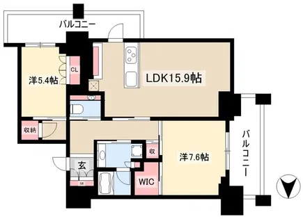 栄タワーヒルズ【1401号室】の間取り