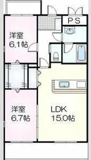 ロイヤルパークサイドヒルズ【406号室】の間取り