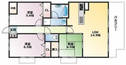 プランドール西岡本【102号室】の間取り