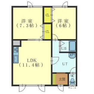 北海道北斗市久根別1丁目【アパート】の間取り