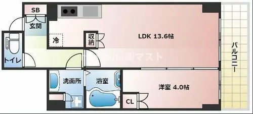 ローレルタワー堺筋本町【4号室】の間取り