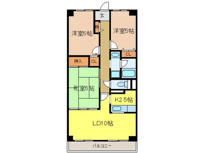 エイチ・ツー・オー河内長野Ⅱ【1階】の間取り