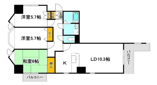 東明マンション江坂Ⅱ【4階】の間取り