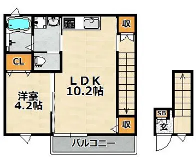 クレール【201号室】の間取り