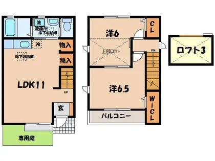 愛知県西尾市一色町赤羽【テラスハウス】の間取り