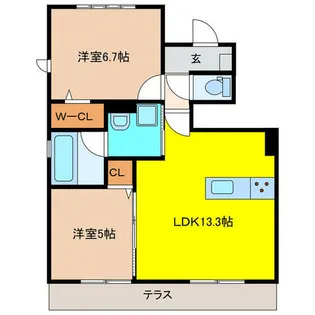 ラ・メゾン西町【1階】の間取り