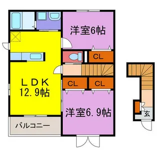 ラ・ブリーズ ハル Ⅰ・Ⅱ【2201号室】の間取り