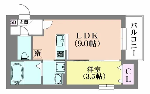 カーサ蓮宮通【1階】の間取り