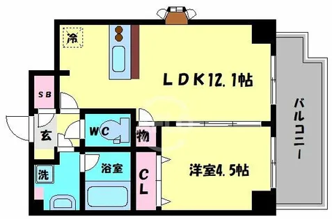 スプランディッド阿倍野【13階】の間取り