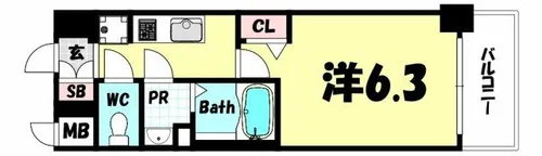 エステムコート神戸グランスタイル【11階】の間取り