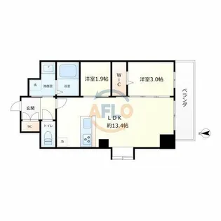 プレサンスNEO九条ディアシス【2階】の間取り