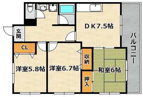 メゾン神港【501号室】の間取り