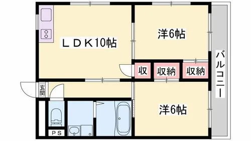 ピュア東姫路【203号室】の間取り