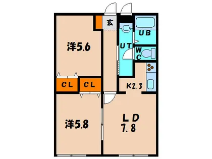 ピュアパレス中道【2階】の間取り