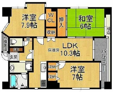 プリマ梅田東【6階】の間取り