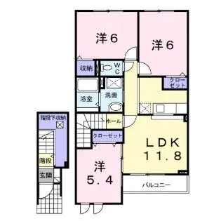 エスポアールB【2階】の間取り