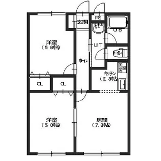 ピュアパレス中道【206号室】の間取り