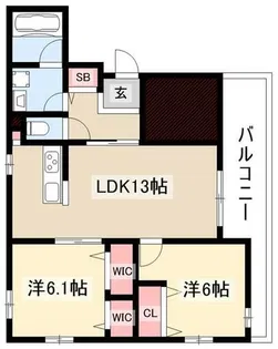 Le Vent 覚王山【203号室】の間取り