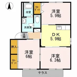 グレイス A棟【101号室】の間取り