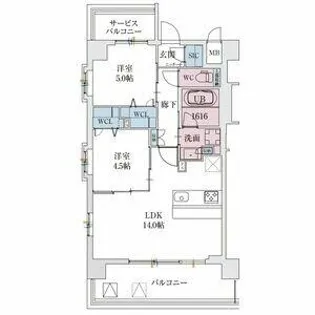 スプランディッド天王寺SOUTH【4階】の間取り