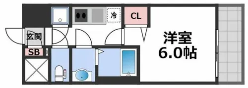 レジュールアッシュOSAKA新深江【6階】の間取り