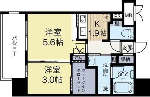 福岡県福岡市中央区渡辺通4丁目【マンション】の間取り