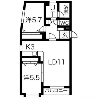 アヴニール平岸【1階】の間取り