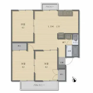 レストセジュール【201号室】の間取り