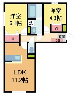 エムライズ西宮【203号室】の間取り