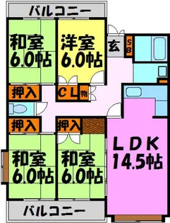 ヴィラ花屋敷【1階】の間取り