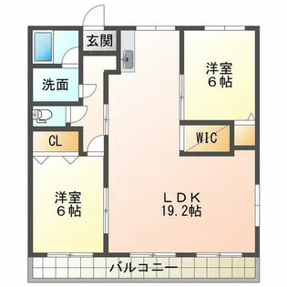 シャトー北別府【4階】の間取り