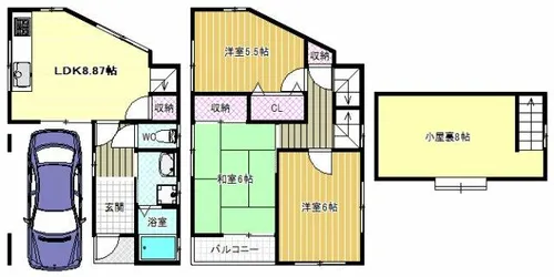 大阪府羽曳野市野々上5丁目【一戸建】の間取り