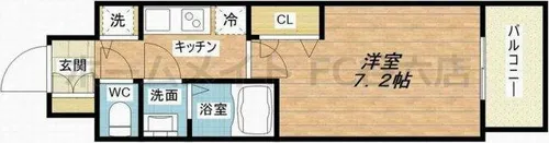プランドール北浜【4階】の間取り