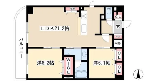 カスタリア新栄Ⅱ【1102号室】の間取り