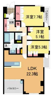 ジオグランデ夙川相生町【108号室】の間取り