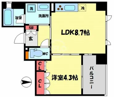 アーデンタワー北堀江【14階】の間取り