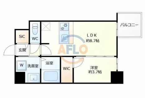 S-RESIDENCE阿波座chiaro【4階】の間取り