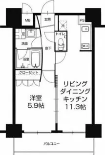 URBAN FLATS中之島【3階】の間取り