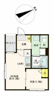 ハーモニーテラス東中川【1階】の間取り