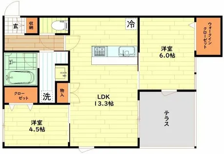 内代レジデンスノース【1階】の間取り