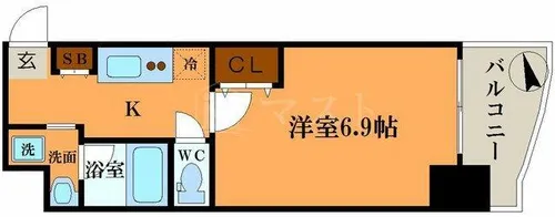 レジュールアッシュ難波LUXE【8階】の間取り