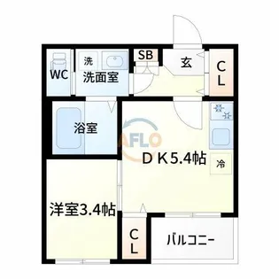 GLOWILL東三国【1階】の間取り