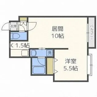 フォンテーヌ麻生【205号室】の間取り