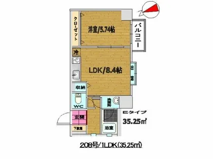 ウイングス砂津【6階】の間取り